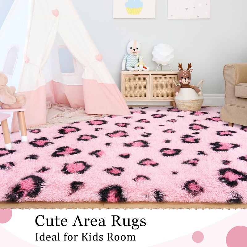 BENRON Pink Leopard Rugs, Soft Bedroom & Living Room Decor, Girls Room Cheetah Print, Small Dorm Apartment Entryway Rugs - Image 5