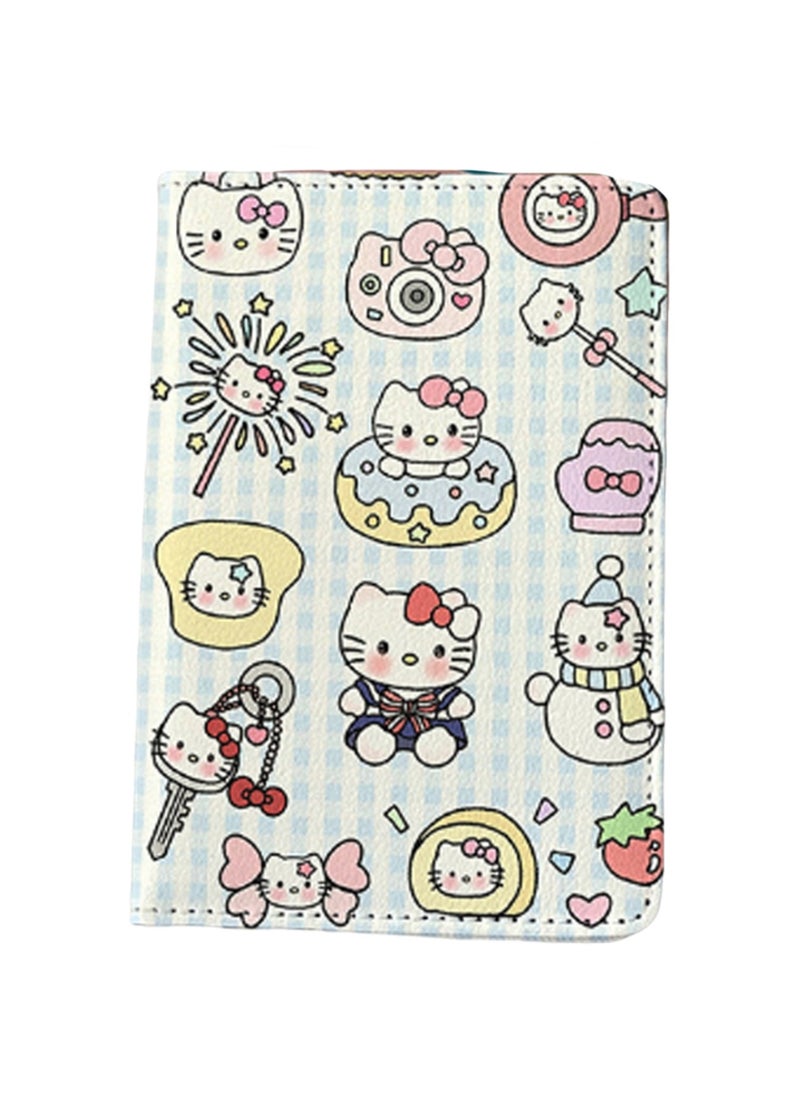 Generic Light Blue Kitten Passport Holder Multi-Function Card Holder Passport Protector Id Storage Bag Girls And Boys Card Holder Pu Leather Travel Id Holder, Travel Accessories  - Image 1