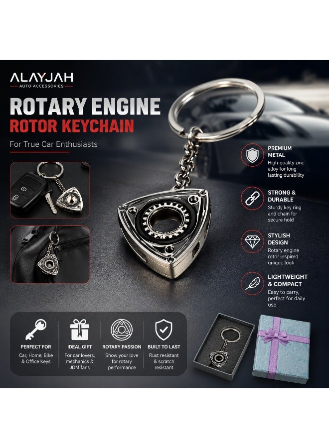 Alayjah Rotary Engine Rotor Keychain, Premium Metal Car Key Ring, Durable Automotive Keychain Gift for Car Enthusiasts, JDM & Rotary Engine Fans11800008 - Image 2