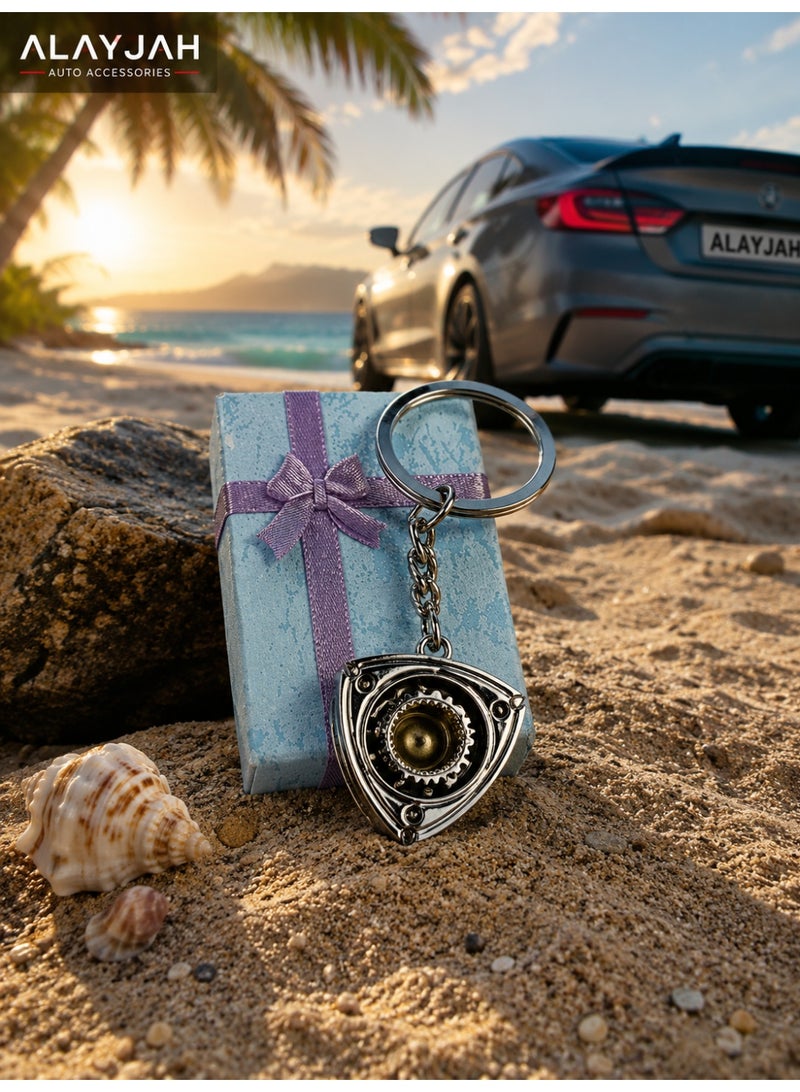 Alayjah Rotary Engine Rotor Keychain, Premium Metal Car Key Ring, Durable Automotive Keychain Gift for Car Enthusiasts, JDM & Rotary Engine Fans11800008 - Image 3