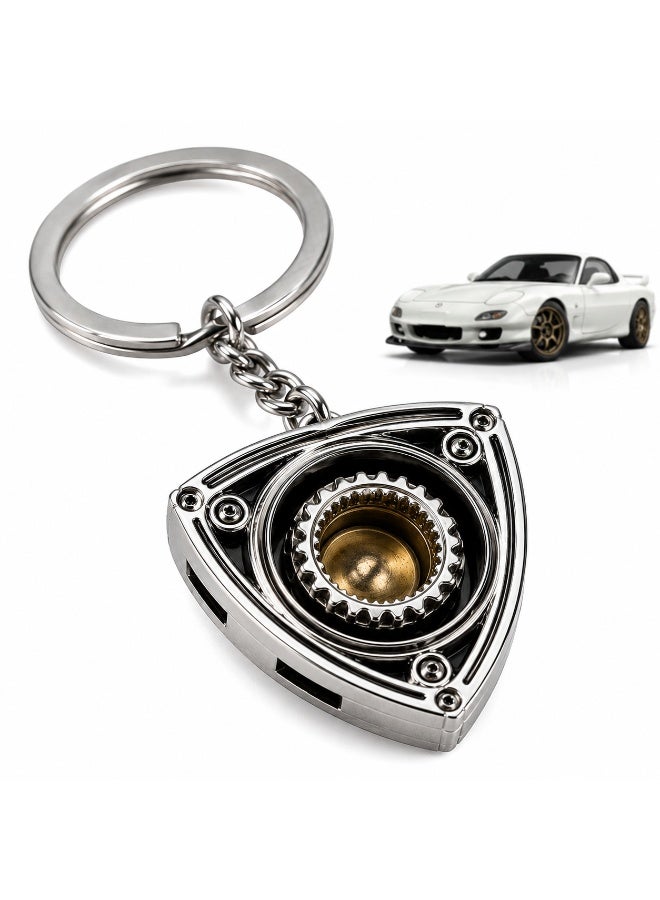 Alayjah Rotary Engine Rotor Keychain, Premium Metal Car Key Ring, Durable Automotive Keychain Gift for Car Enthusiasts, JDM & Rotary Engine Fans11800008 - Image 1