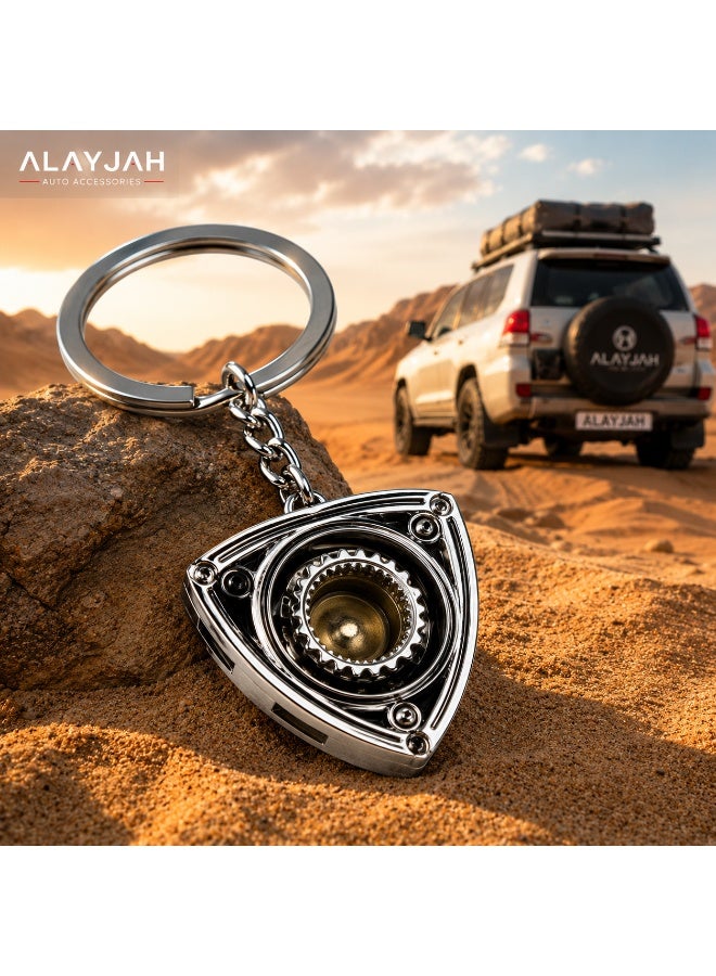 Alayjah Rotary Engine Rotor Keychain, Premium Metal Car Key Ring, Durable Automotive Keychain Gift for Car Enthusiasts, JDM & Rotary Engine Fans11800008 - Image 4