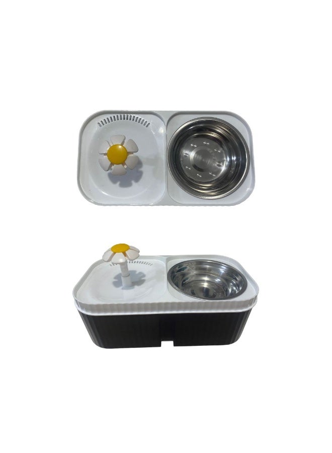 Pet Water Fountain with Food Bowl - Random Color - Image 3