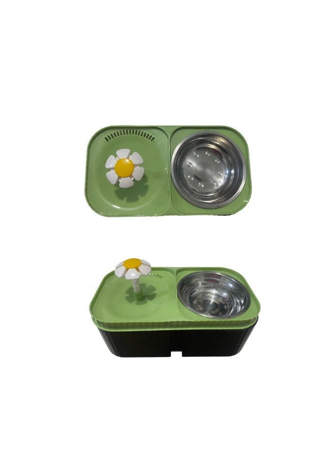 Pet Water Fountain with Food Bowl - Random Color - Image 2
