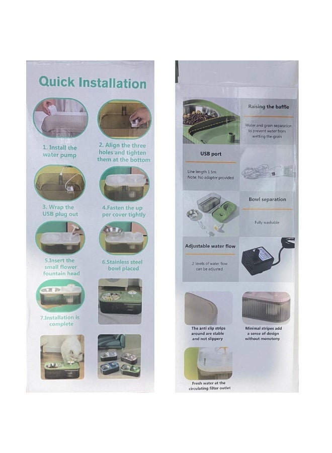 Pet Water Fountain with Food Bowl - Random Color - Image 4