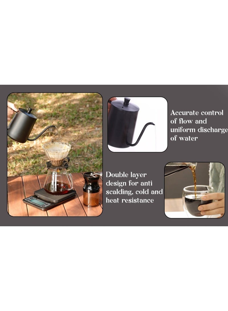 VALUEVIBES V60 Pour Over Coffee Maker 9-Piece Set | Manual Coffee Brewing Kit with Grinder, Kettle, Scale & Dripper | All-in-1 Travel & Camping Coffee Gift Set - Image 4