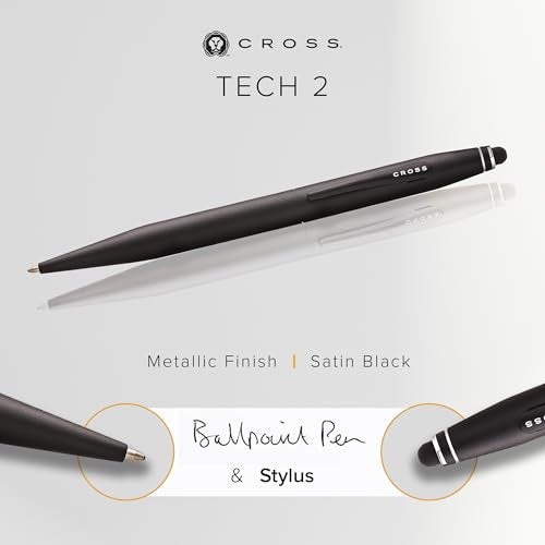 Cross Tech 2 Satin Black Ballpoint Pen – Refillable, Medium Point, Black Ink, Premium Gift Box - Image 2