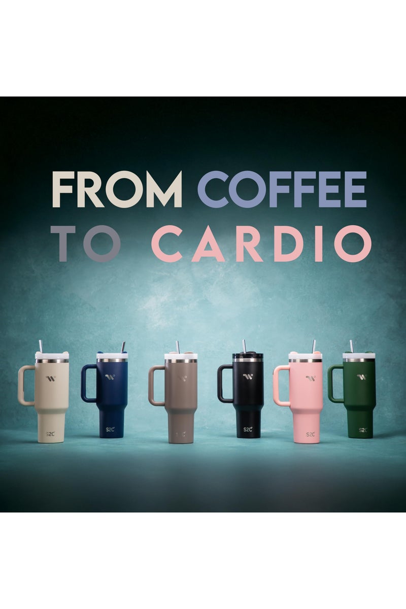 S2C 40oz Stainless Steel Tumbler with Handle & Straw – Double Wall Vacuum Insulated Travel Mug – Leak-Resistant, BPA-Free, Fits Car Cup Holder - Image 5