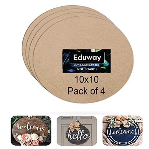 Eduway® 10 Inch Round MDF Board for Mandala, Lippan, Resin Art & Craft, 4mm Thick,Pof 4 Premium Cardboard Material for Artists, Art & Craft - Hard Cutout in Small and Large Sizes (25x25 cms) - Image 2