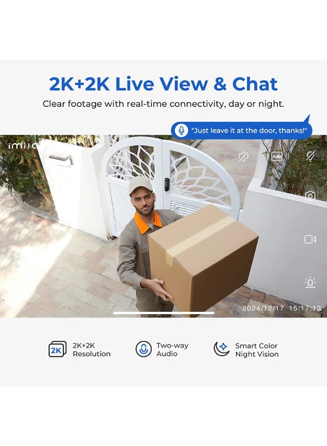 إيميلاب كاميرا مراقبة إميلاب ذكية خارجية ثنائية بدقة 2K+2K واي فاي تعمل بالكهرباء مع كشاف ضوء EC6-Dual - أبيض - Image 5