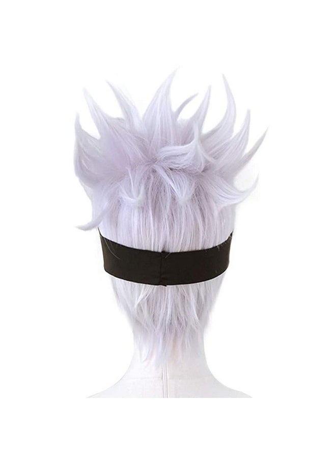 Ebingoo Bingoo Wig Cap + Black Blindfold + Short Wavy Cosplay Wig Light Purple Mix Silver Wig For Anime Heat Resistant Hair Wig For Men Boys  - Image 5
