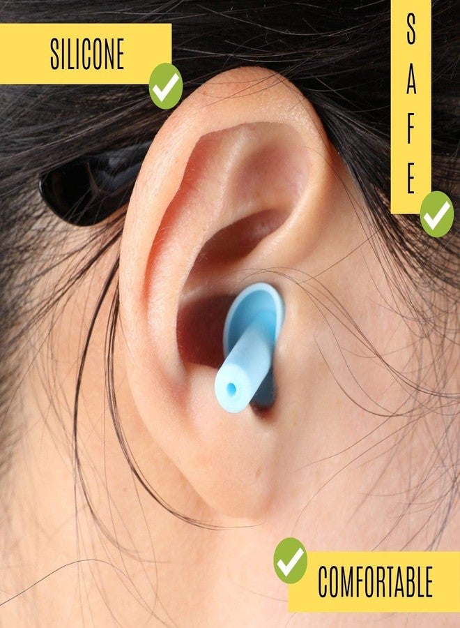 Houseables Reusable Ear Plugs, Silencer Earplugs for Sleeping, 2 Pairs, Blue, Silicone, Waterproof, Hypoallergenic, Concerts, Swimming, Noise Reduction, Airplane, Noise Cancelling - Image 4