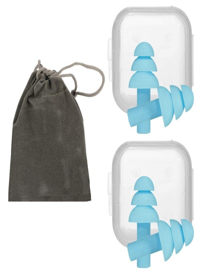 Houseables Reusable Ear Plugs, Silencer Earplugs for Sleeping, 2 Pairs, Blue, Silicone, Waterproof, Hypoallergenic, Concerts, Swimming, Noise Reduction, Airplane, Noise Cancelling - Image 1