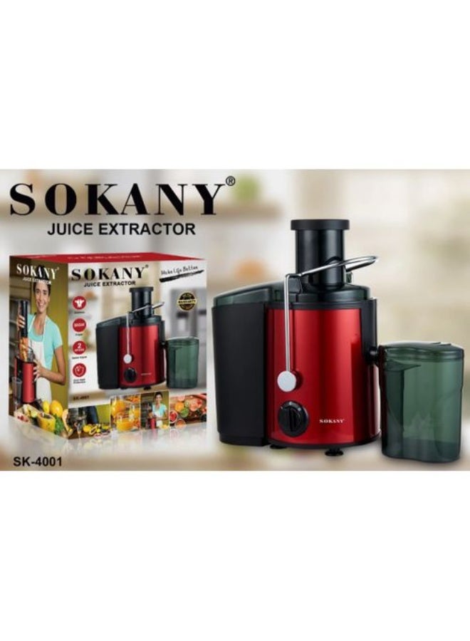 Sokany Juice Extractor, 800W, Black - Sk-4001