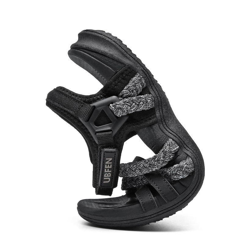 UBFEN Womens Hiking Sandal Sport Sandal Straps with Adjustable Hooks Arch Support Vacation Casual Comfortable Outdoor Adventure Camping Size 10 Black Grey - Image 4