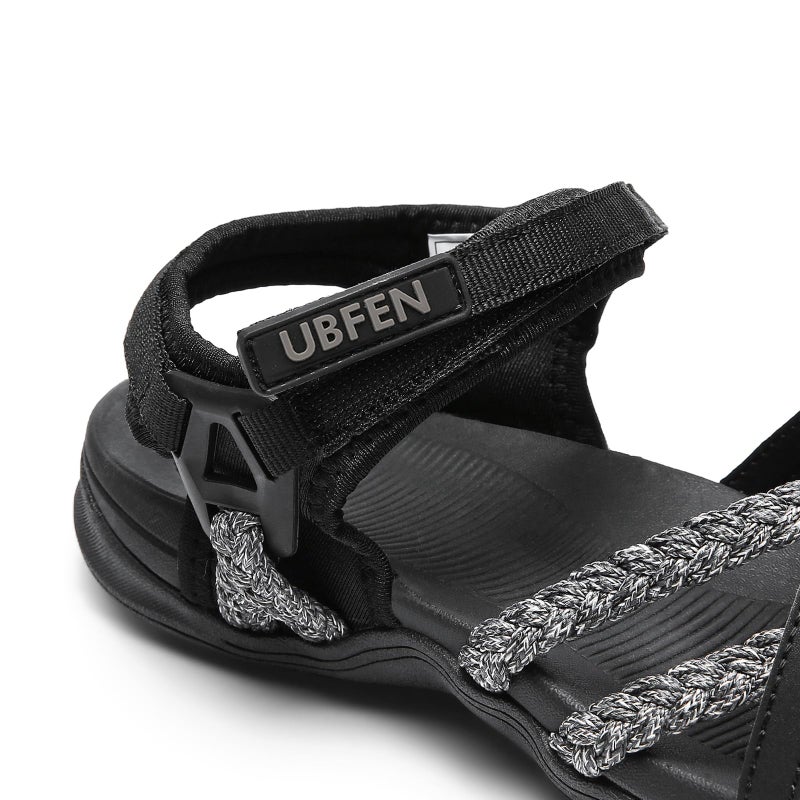 UBFEN Womens Hiking Sandal Sport Sandal Straps with Adjustable Hooks Arch Support Vacation Casual Comfortable Outdoor Adventure Camping Size 10 Black Grey - Image 5
