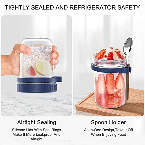 Ash  Roh Ash & Roh Oats Container Glass Jars With Lids Breakfast Jars Overnight Oats Porridge Container Yoghurt Pots To Go With Lids Overnight Oats Jar For Overnight Oats Crunch Cup (White), 300 Ml - Image 5