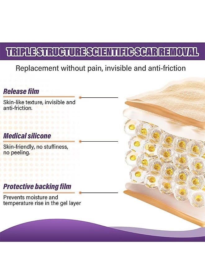 CARVENCHY Silicone Scar Tape, Silicone Scar Removal Sheets For Surgical, Reduces Keloid Visibility For Surgical C-Section Tummy Tuck Keloid Scars - Image 2