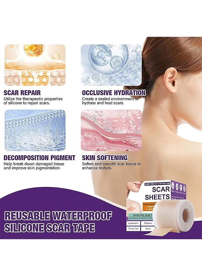 CARVENCHY Silicone Scar Tape, Silicone Scar Removal Sheets For Surgical, Reduces Keloid Visibility For Surgical C-Section Tummy Tuck Keloid Scars - Image 3