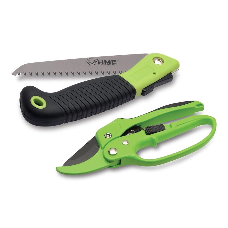 HME Hunter's Combo Pack - 7" Folding Pocket Hand Saw & Heavy-Duty Ratchet Shears for Camping, Backpacking, Hiking, Hunting - Image 1