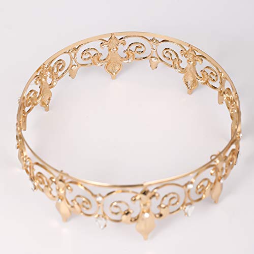 FORSEVEN Full Round King Crown- Metal Rhinestone Crowns and Tiaras for Women and Men Party Prom (HG340 Gold) - Image 4