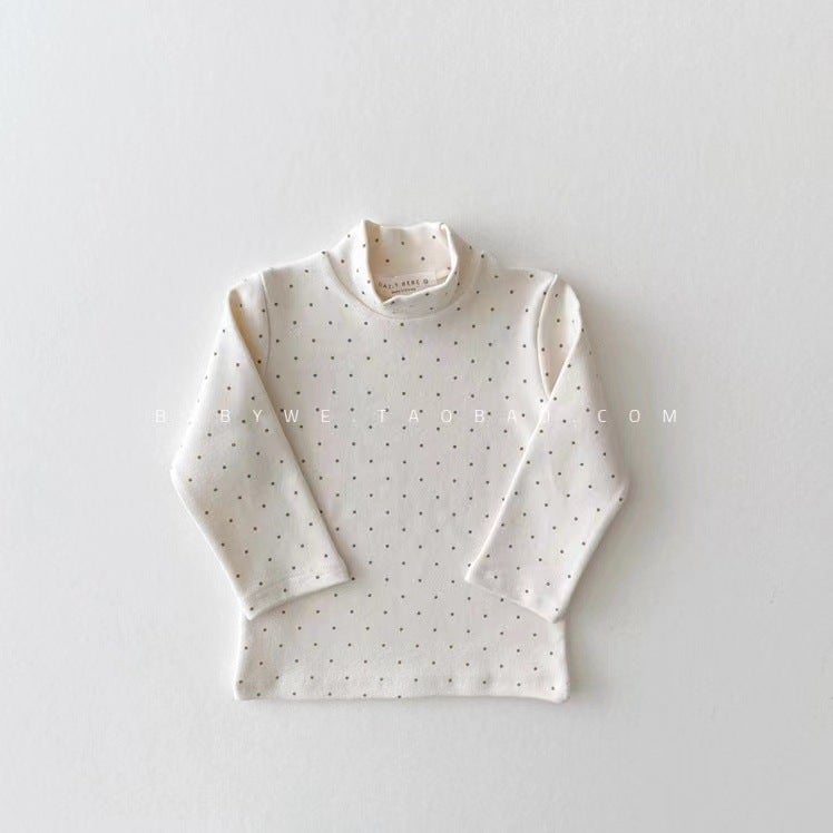 Loy Bear Korean Style Children's Wear Autumn New Arrival Baby's Half-High Collar Long-Sleeved T-Shirt Men's and Women's All-Match Soft Base Shirt - Image 1