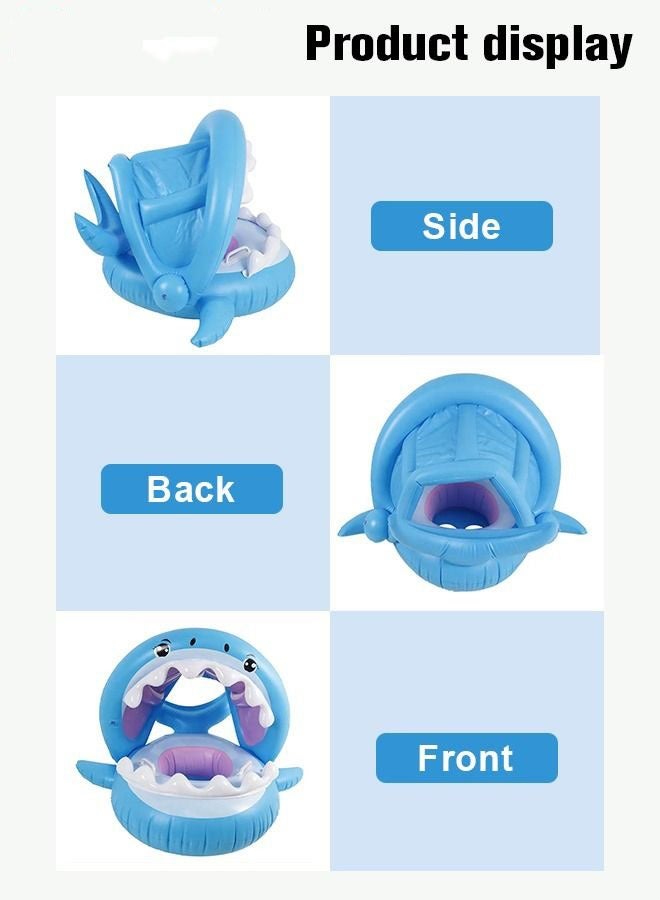 DURKU Shark Shape Swimming Float with Adjustable Canopy for Baby, Inflatable Pool Ring with Safety Seat, Comfortable Infant Floaty, Fun Water Toy for Kids, Ideal for Family Pools, Outdoor Trips, Lakes, an - Image 4