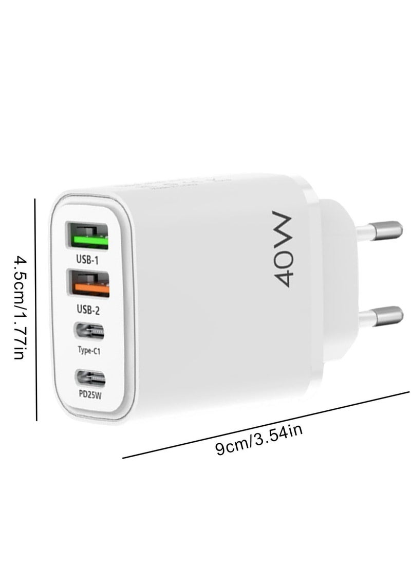 ELTRAZONE USB C Fast Charger – 40W PD 4-Port Over Current Protection Charging Block with Cable – Portable Charger for Headphones, Tablets, Smartphones – 100-240V Universal Charging for Home, Dorm, and Travel - Image 5