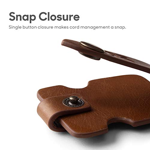 DailyObjects Flake Cable Wrap for Cables/Chords/Wires | Wire Winder, Headphones Holder, Mini Clip Organiser | Made, Dry-Milled Leather | (Blue and Brown) - Set of 2 - Image 4