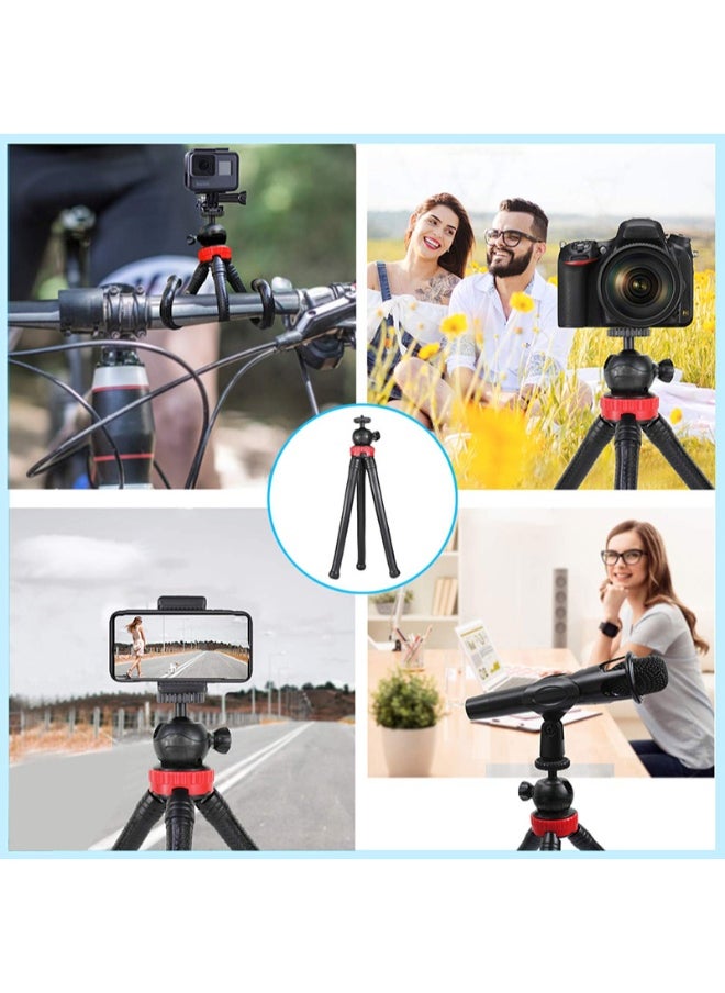 DUSALA - 12 Inch Flexible Tripod For iPhone Series, Digital Camera Gopro 7, 2in1 Tripod Stand with Cell Phone holder for iPhone 8 7 6 6s, Android Phone, Gopro and Digital DSLR Cameras - Image 1