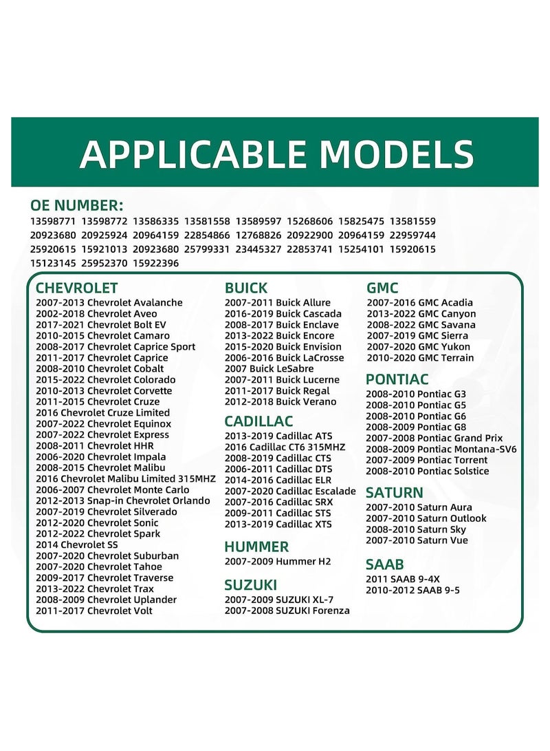4 Pack TPMS Sensor GM 315Mhz Tire Pressure Monitoring Sensor Universial - Image 2