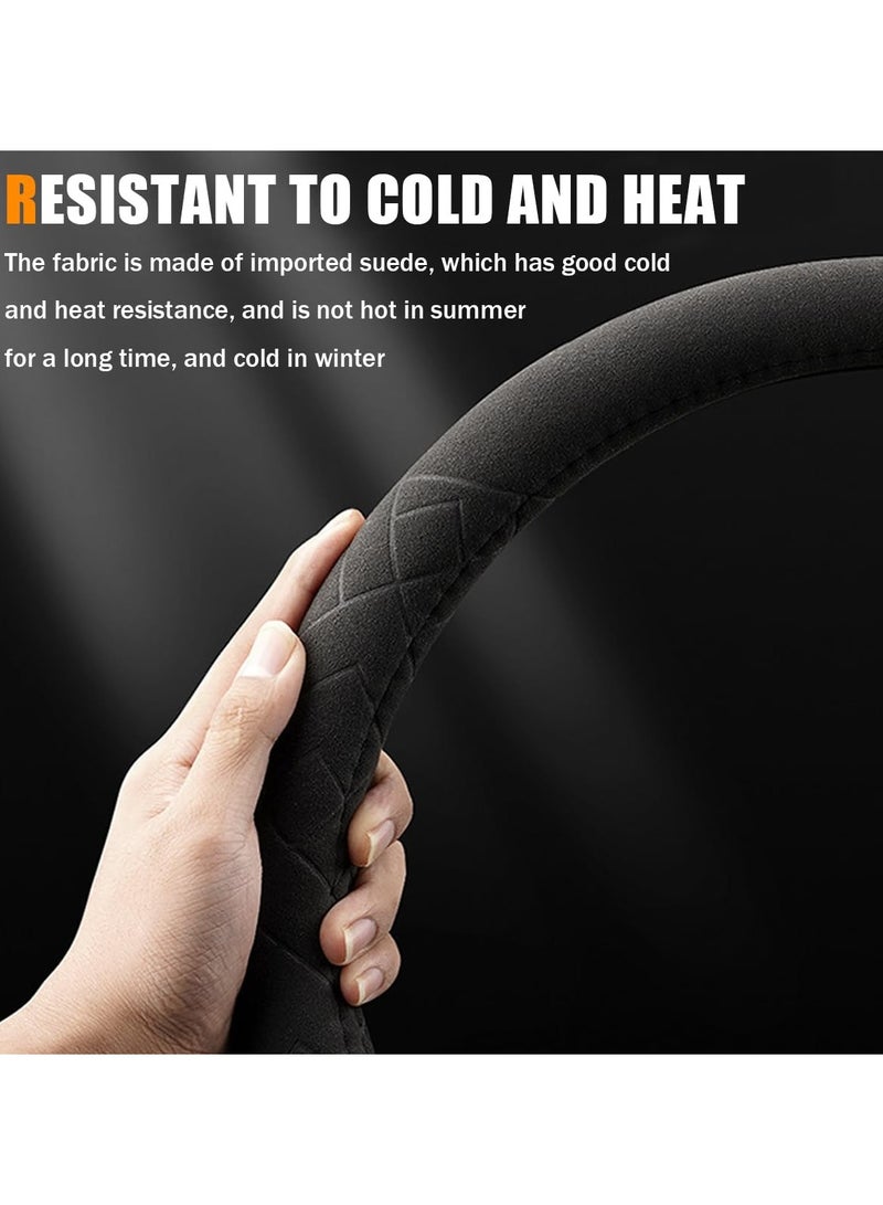SYOSI Suede Steering Wheel Cover for Cars,(14.5-15 inch) Non-Slip Auto Steering Wheel Protector Universal Breathable Steering Wheel Cover Car Steering Wheel Cover Universal Automotive Accessories - Image 2