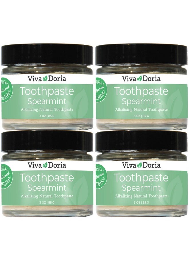 Viva Doria - Pack Of 4 Viva Doria Natural Toothpaste Fluoride Free Tooth Paste Spearmint Refreshes Mouth Freshens Breath Keeps Teeth And Gum Healthy Spearmint Flavor 3 Oz Glass Jar - Image 1