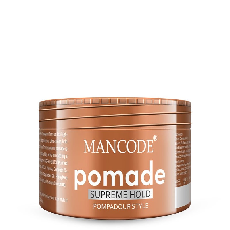 MAN CODE Mancode Hair Styling Pomade Wax for Men 100ml Supreme Hold Glossy Finish NonGreasy WaterBased Formula 24Hour Flexible Hold Strong LongLasting All Hair Types - Image 1