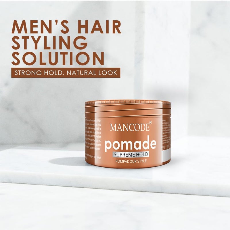 MAN CODE Mancode Hair Styling Pomade Wax for Men 100ml Supreme Hold Glossy Finish NonGreasy WaterBased Formula 24Hour Flexible Hold Strong LongLasting All Hair Types - Image 2
