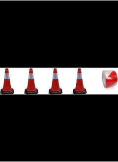 ABBASALI 4 Pcs Safety Cone 50cm With Warning Tape 1pc  - Image 1