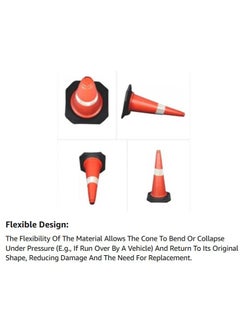 ABBASALI 4 Pcs Safety Cone 50cm With Warning Tape 1pc  - Image 3