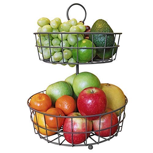 REGAL TRUNK CO Regal Trunk & Co. 2 Tier Fruit Basket - French Country Wire Basket by  | Two Tier Fruit Basket Stand for Storing &  - Image 1