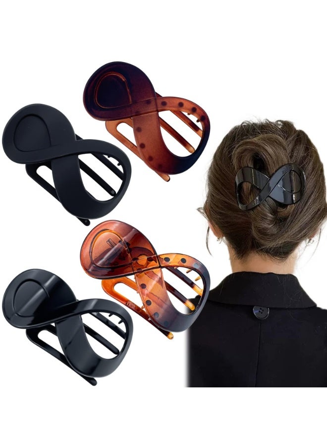 4 Pieces Flat Hairpins, 8.5cm Curved Claw Crocodile Hairpins, Volume Strong Fixing Banana Hairpins, Women's Hairpins, Jaw Clips - Image 2