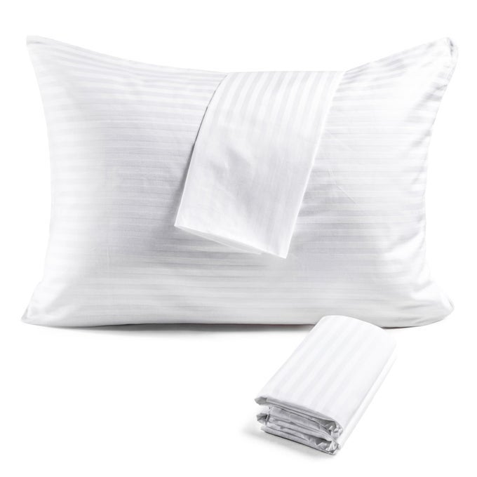 600TC 100 COTTON PILLOW PROTECTORS KING SIZE 20X36 4 PACK OEKOTEX CERTIFIED HOTEL GRADE PILLOW COVER WITH SILENT ZIPPER ZIP UP PILLOW CASES WHITE