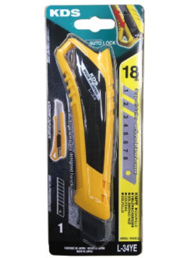 KDS L-34YE 18mm Auto Lock Cutter – Heavy Duty, Rubberized Grip, Ergonomic Handl - Image 1