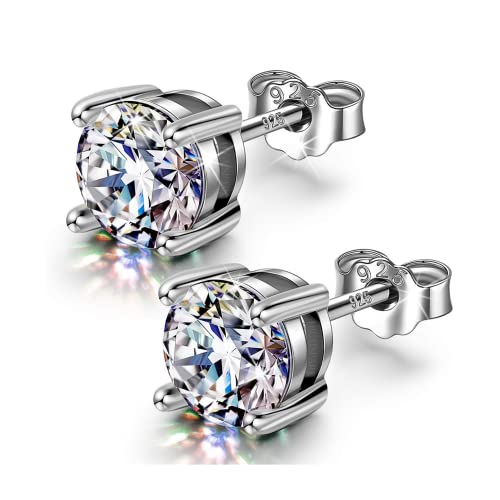 HIGHSPARK 925 Silver Solitaire Earrings for Women | 92.5 Sterling Silver and Diamond like Brilliance Sparkling Zirconia for that Stunning Shine | Lovely Gift - Silver 7mm - Image 1