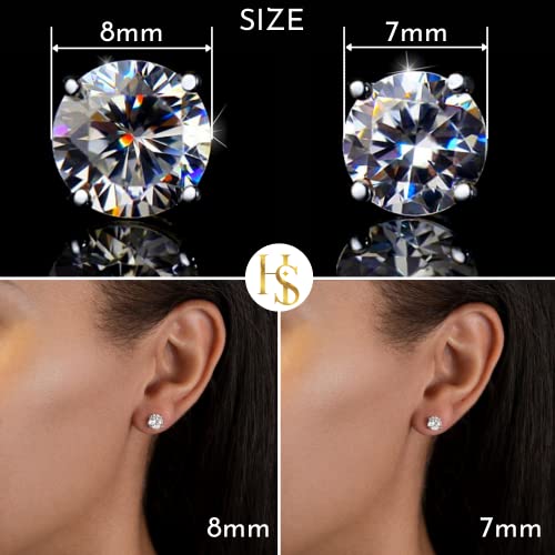 HIGHSPARK 925 Silver Solitaire Earrings for Women | 92.5 Sterling Silver and Diamond like Brilliance Sparkling Zirconia for that Stunning Shine | Lovely Gift - Silver 7mm - Image 2