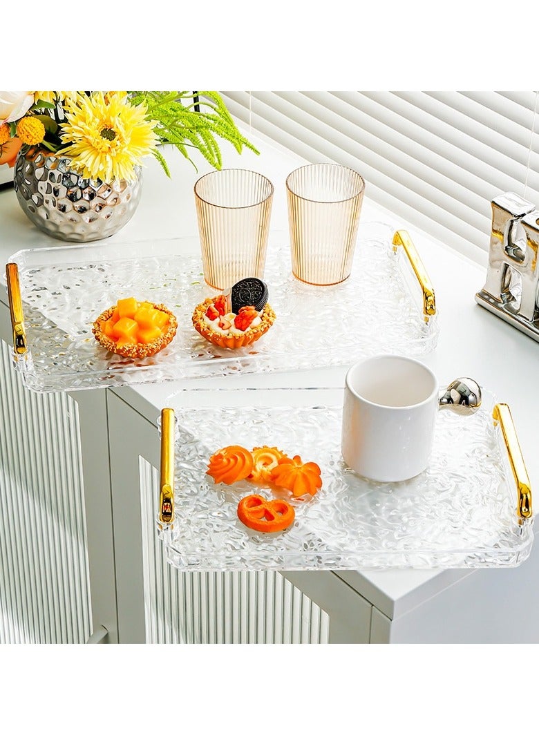 Gold Wave Handle Acrylic Tray - Transparent Luxury Coffee Table Serving Tray  - Image 2