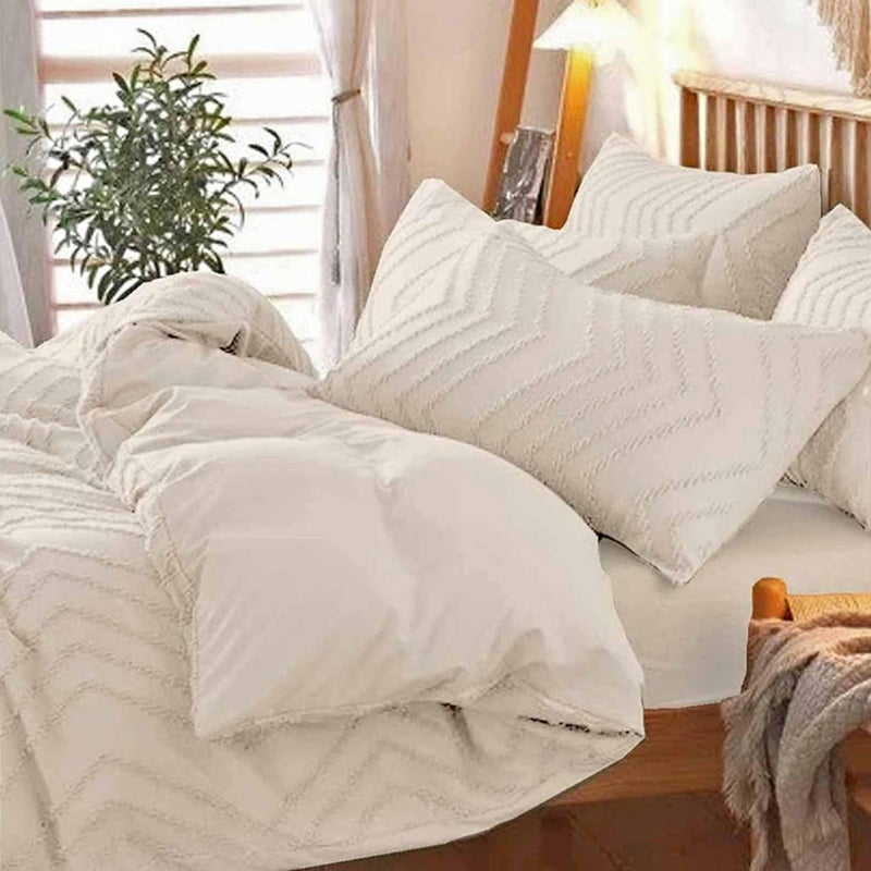 نانكو Nanko 2 Pack Size Size Size Sams Set Beige Boho Tufted Soft Microfiber Plowscases Modern Farmhouse Plowshams للرجال والمرأة 20 × 26 بوصة - Image 3