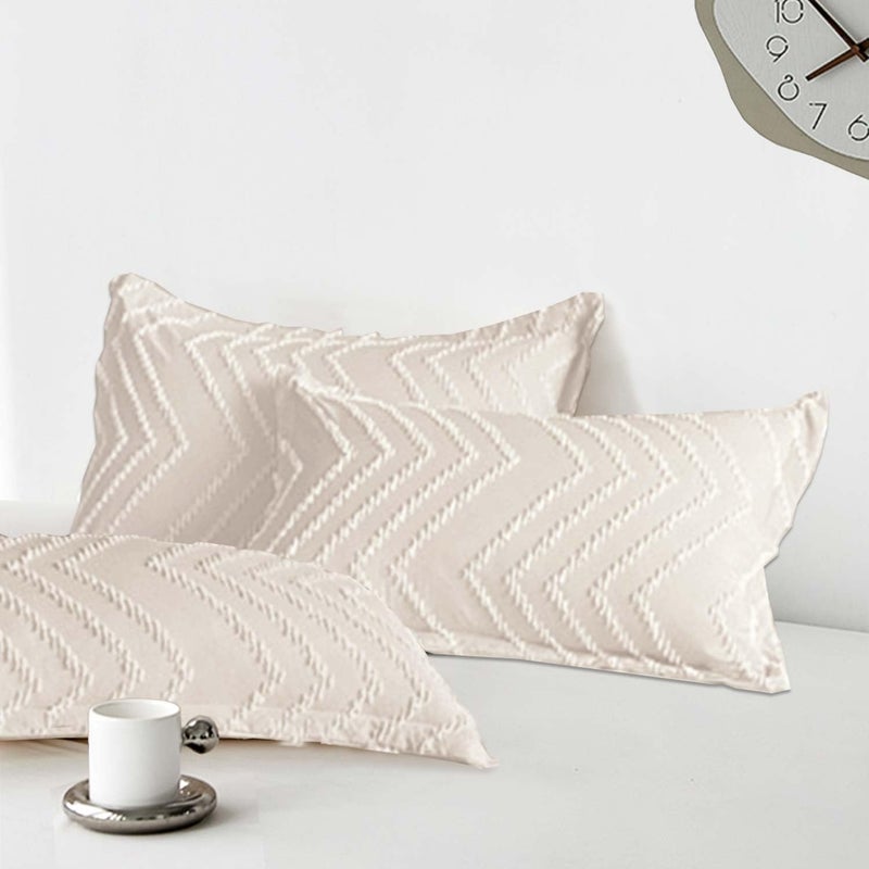 نانكو Nanko 2 Pack Size Size Size Sams Set Beige Boho Tufted Soft Microfiber Plowscases Modern Farmhouse Plowshams للرجال والمرأة 20 × 26 بوصة - Image 1