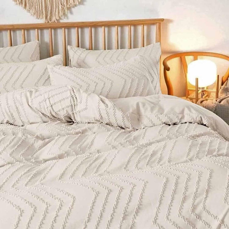 نانكو Nanko 2 Pack Size Size Size Sams Set Beige Boho Tufted Soft Microfiber Plowscases Modern Farmhouse Plowshams للرجال والمرأة 20 × 26 بوصة - Image 4