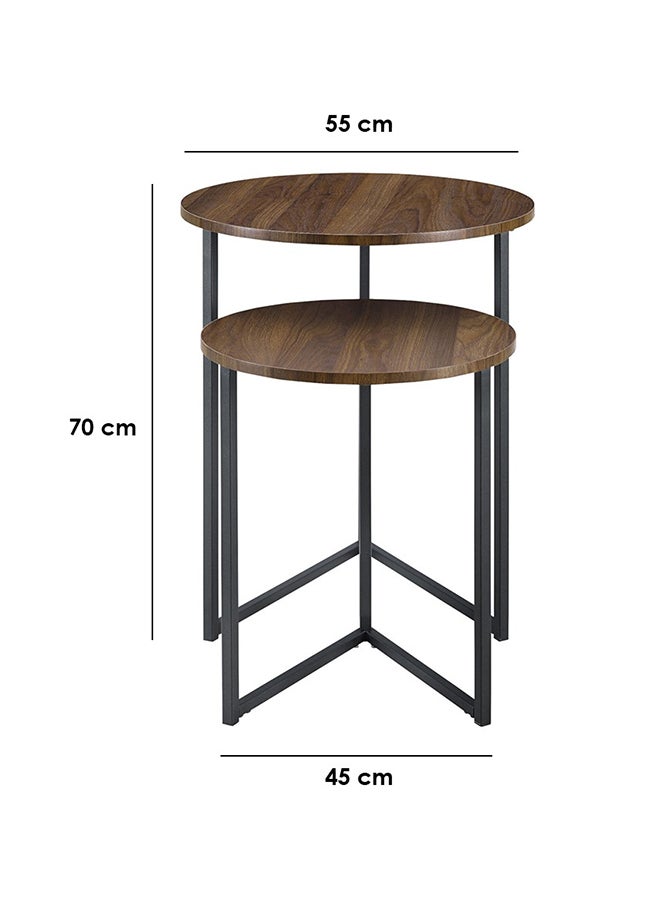 Homzmart Metal and Wood Side Tables Set -  2 Pieces  - Black and Brown - Image 3