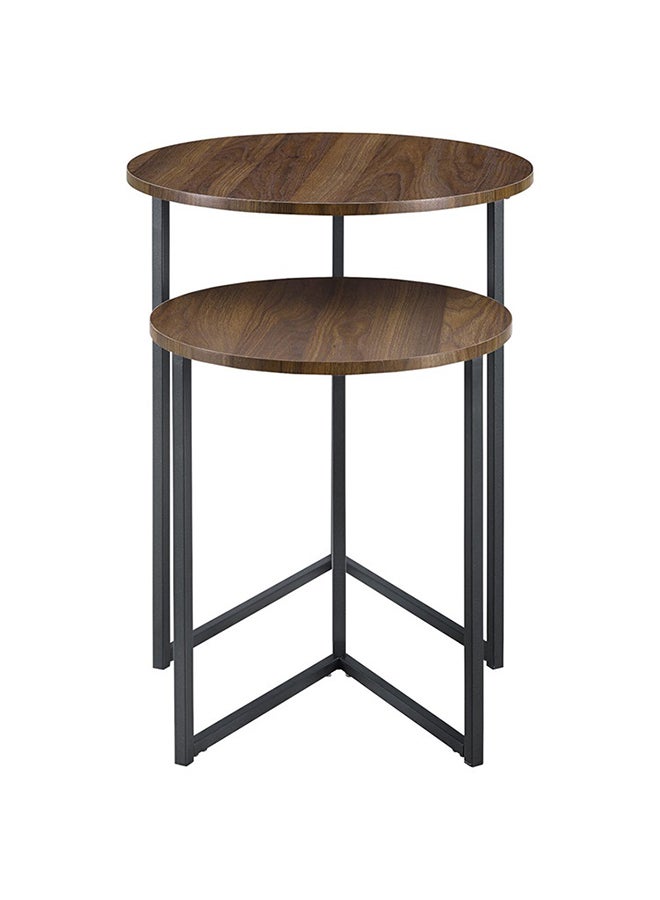 Homzmart Metal and Wood Side Tables Set -  2 Pieces  - Black and Brown - Image 4