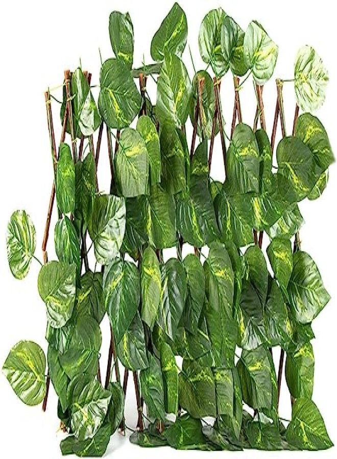 Artificial Fence Wooden Hedges Fence Privacy Fence Screen Green Vine Faux Leaf Decoration Outdoor Garden Decor - Image 1